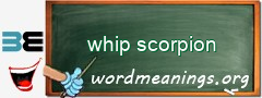 WordMeaning blackboard for whip scorpion